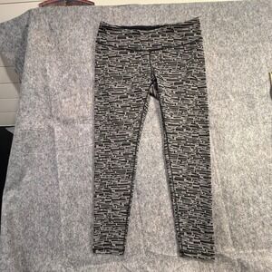 Lucy Hatha‎ Leggings Womens XL Gray Black Geometric Print Compression Yoga Pants